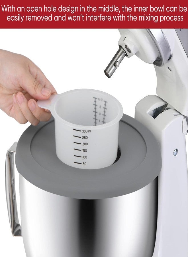 وعاء خلط من الفولاذ المقاوم للصدأ سعة 5 كوارت مع غطاء، متوافق مع خلاطات KitchenAid Artisan وClassic Series سعة 4.5-5 كوارت ذات الرأس المائل، غطاء وعاء الخلط لمنع انسكاب المكونات - Image 2
